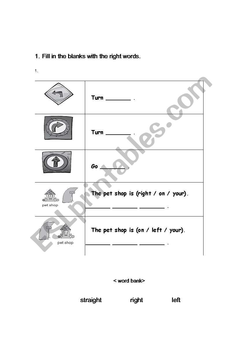 direction worksheet worksheet