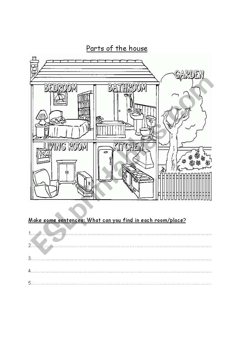 Parts of the house worksheet