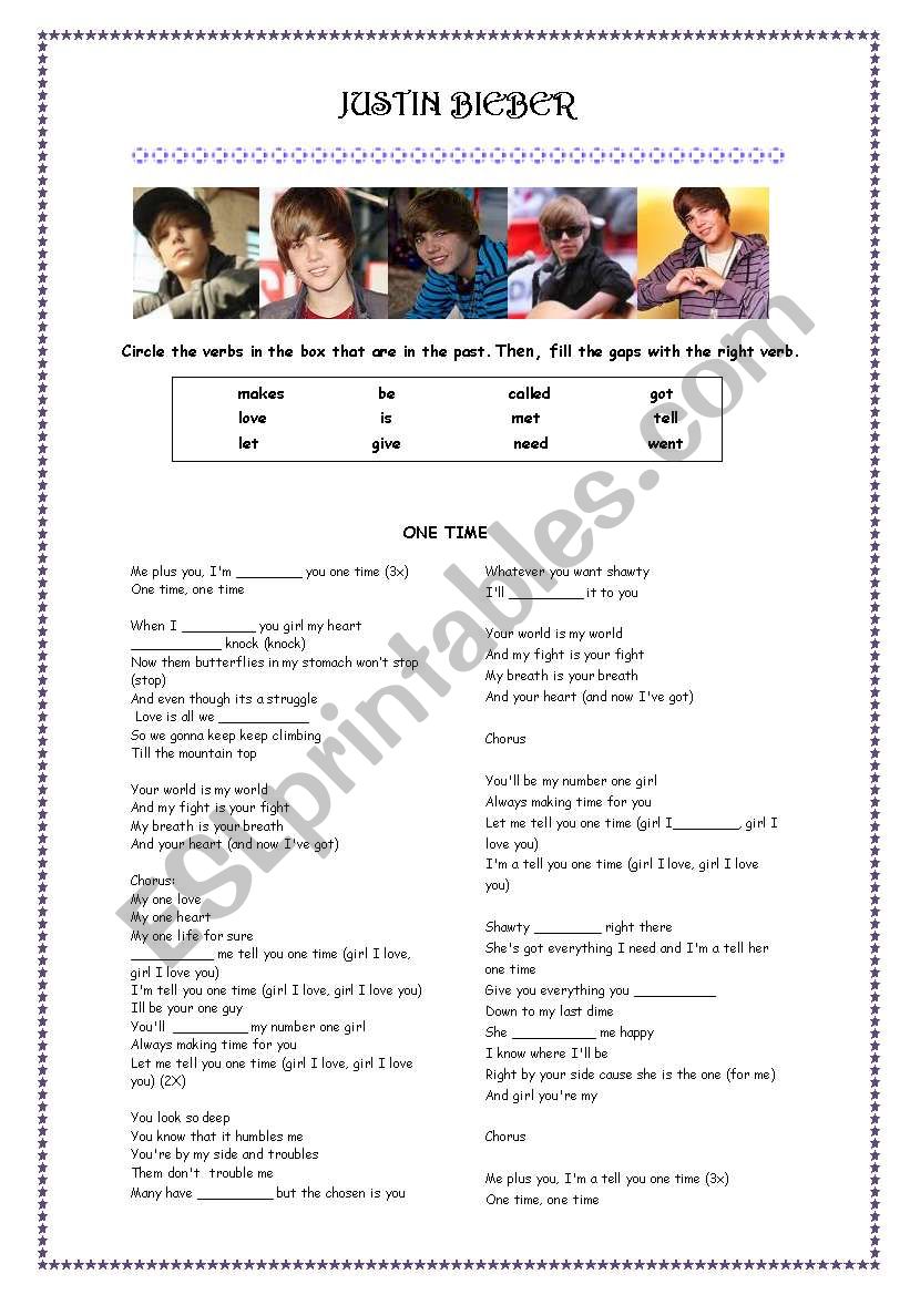 Justin Bieber worksheet