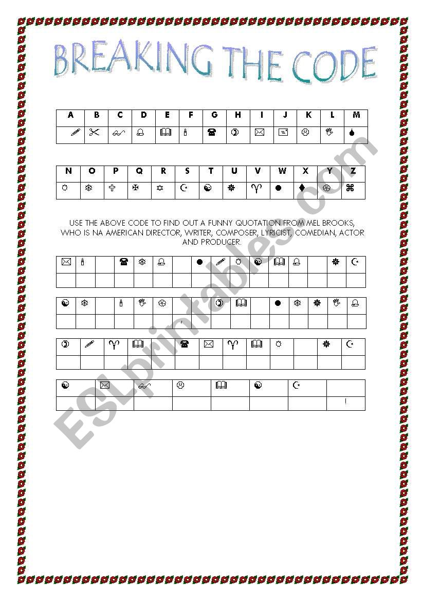 Breaking the code worksheet