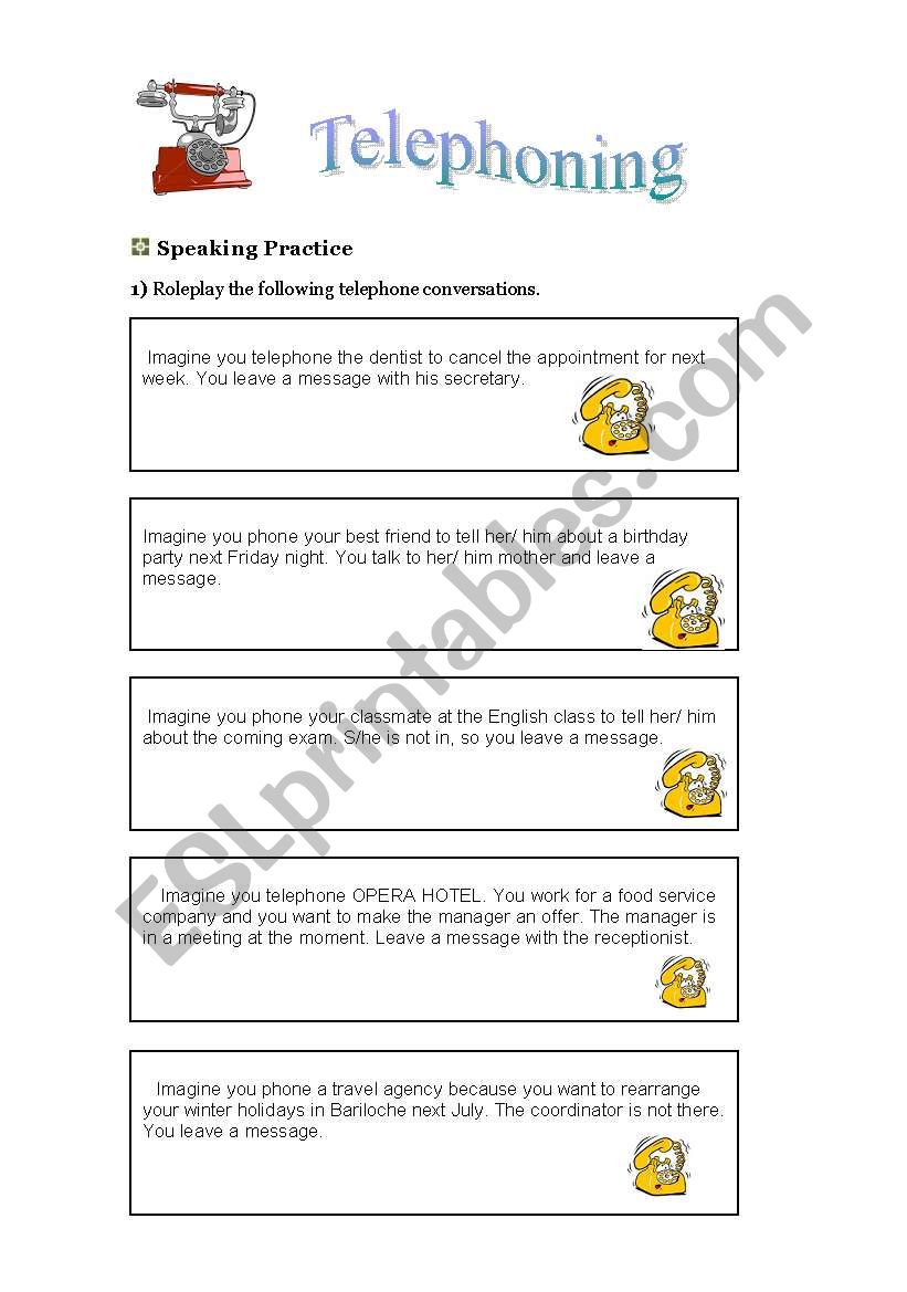 Telephoning- Speaking practice