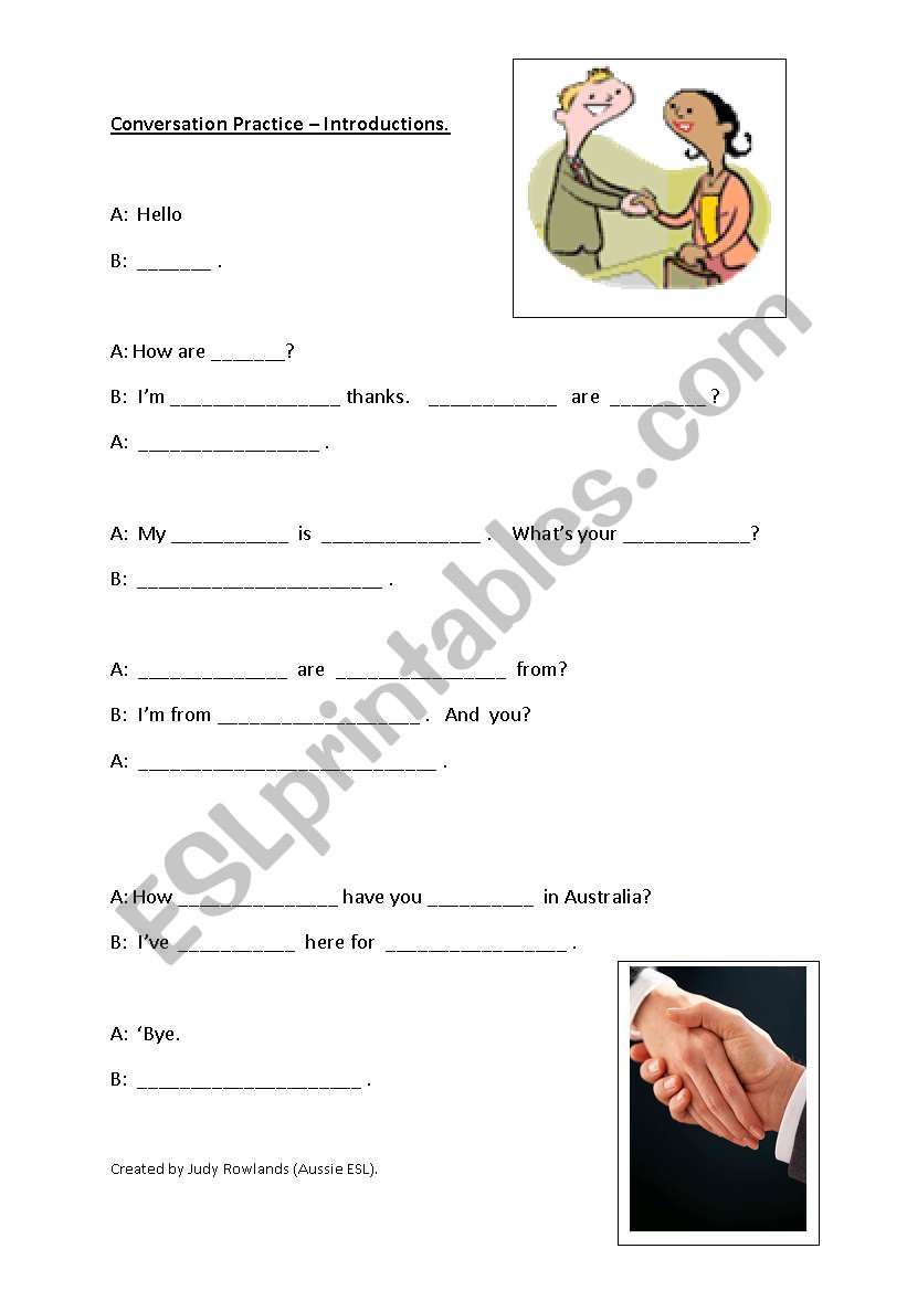 Beginners Worksheet - Basic Greetings