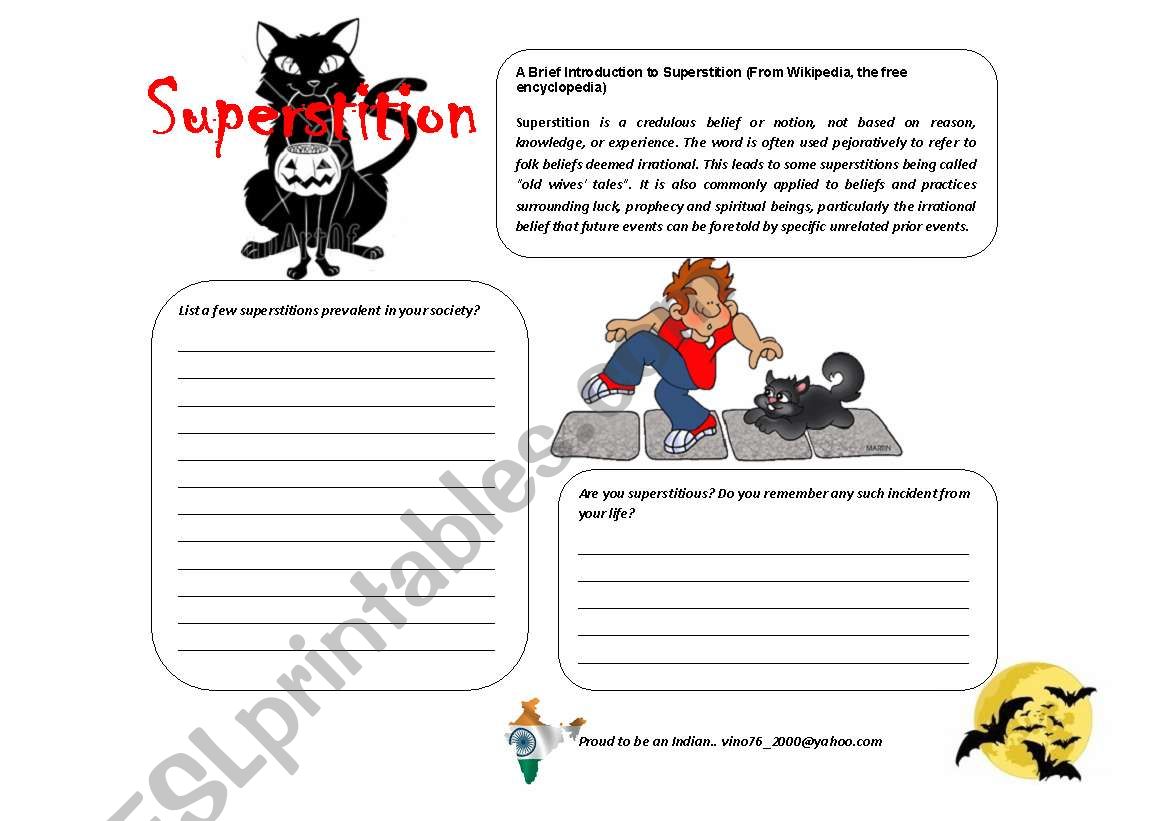 Superstition worksheet