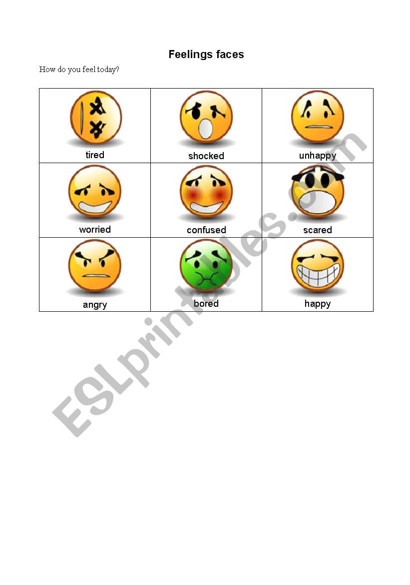 feeling faces worksheet