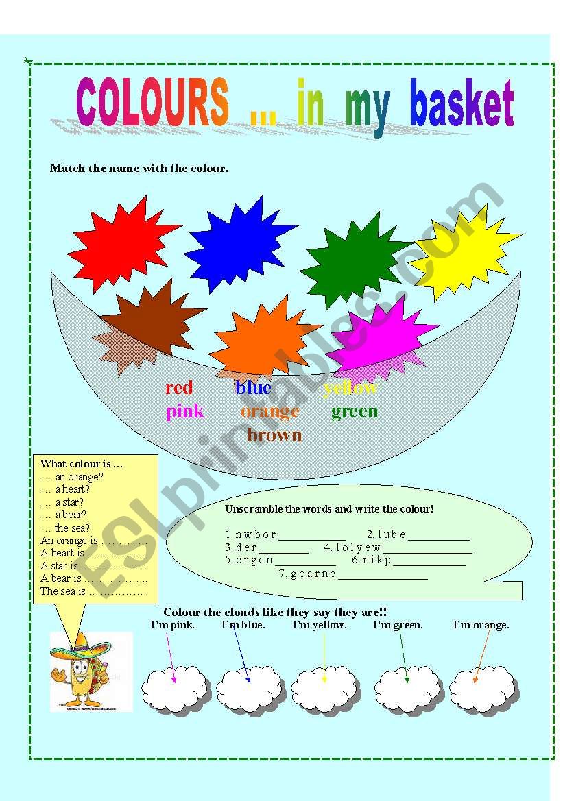 Colours in my basket worksheet