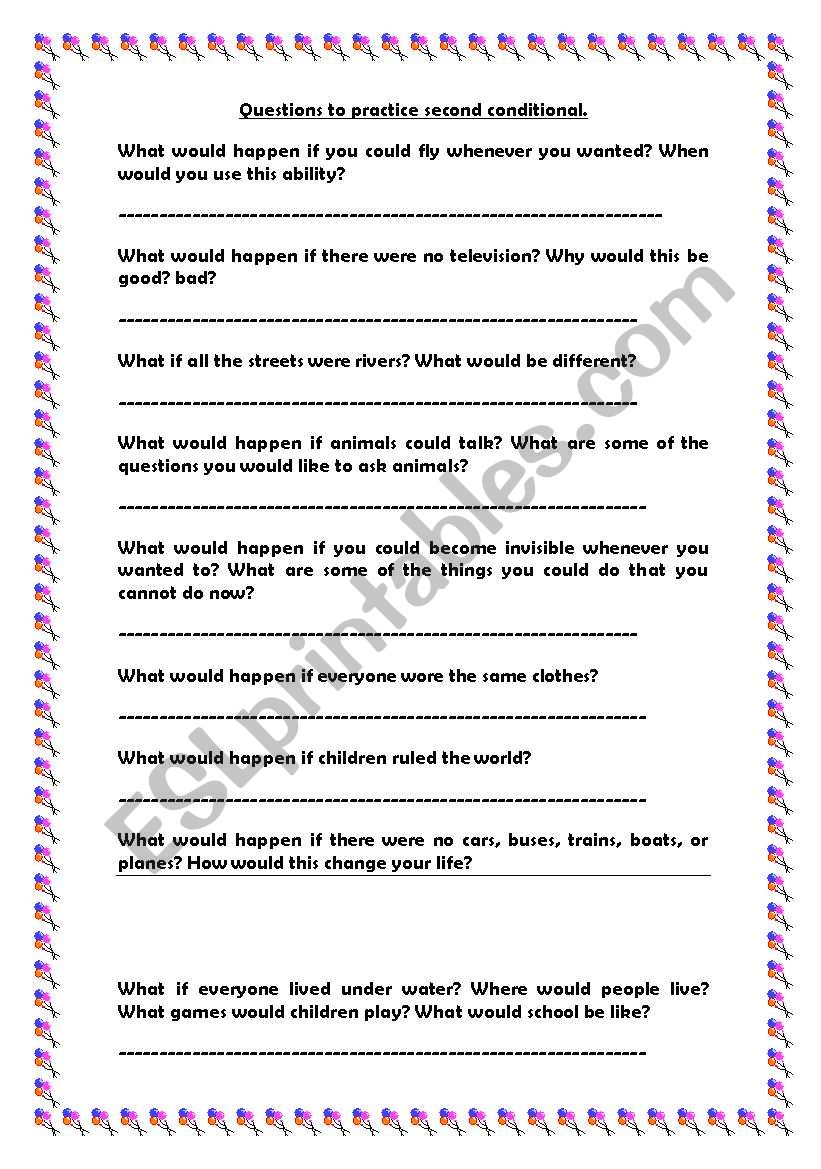 second conditional worksheet