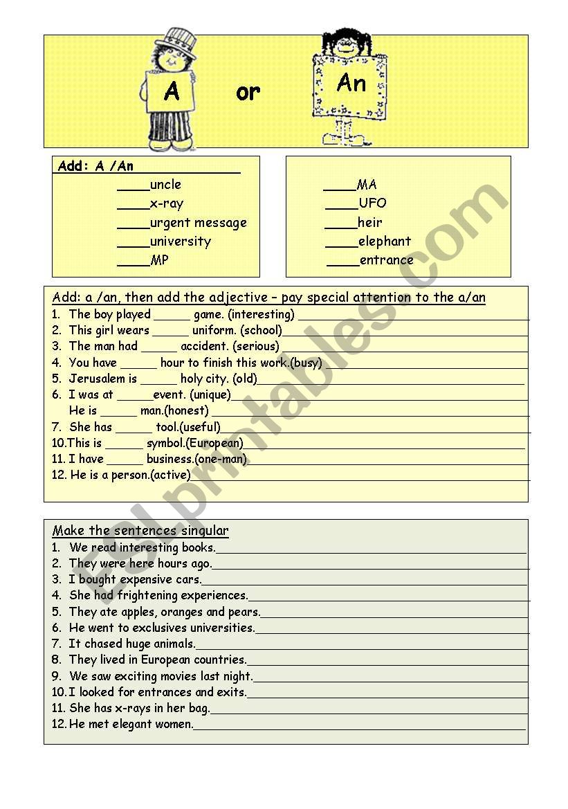 A or An worksheet