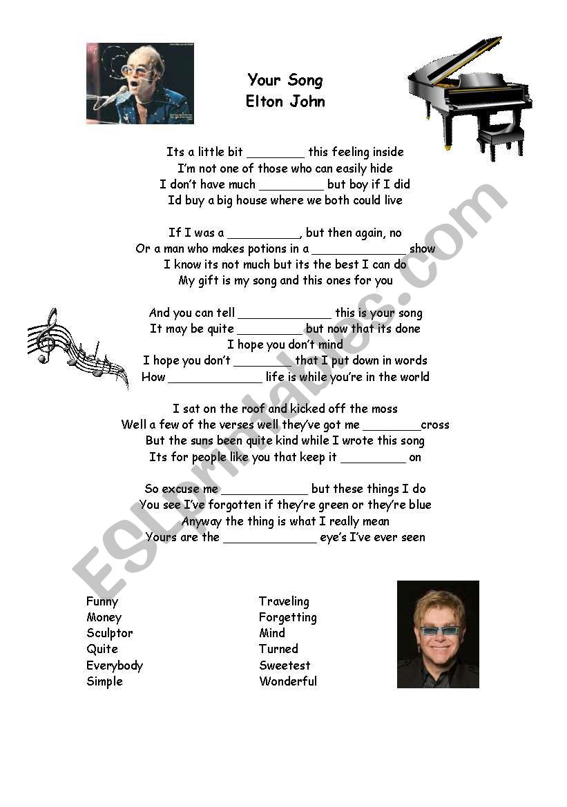 Your Song Lyrics by Elton John