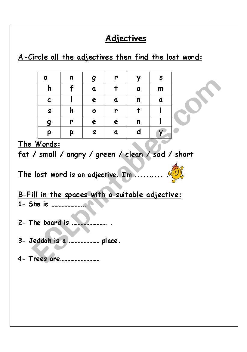 Adjectives worksheet