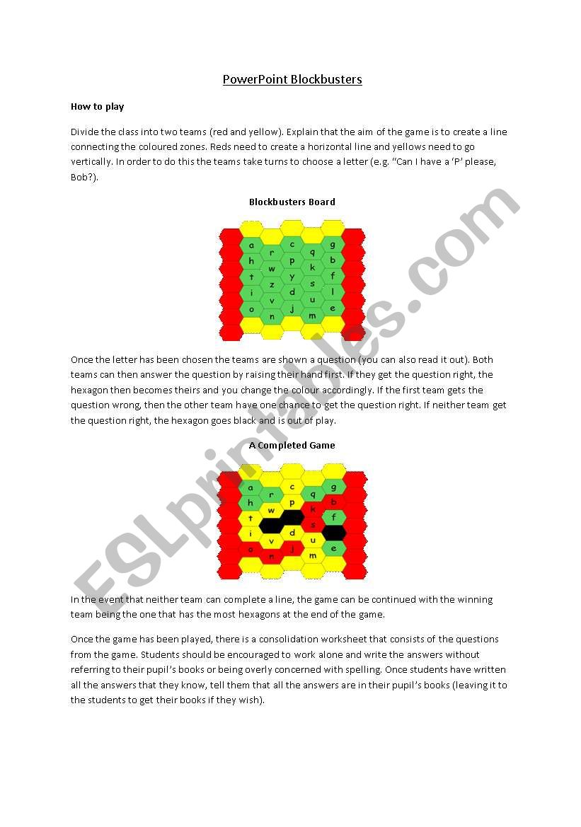 Blockbusters Powerpoint Explanation