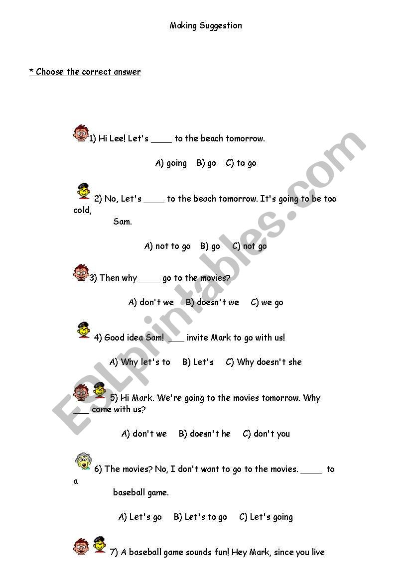 Making suggestions  worksheet