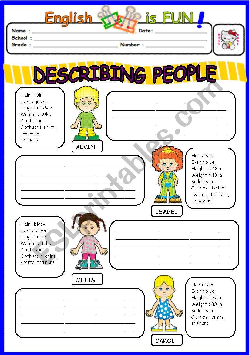 Describing People worksheet