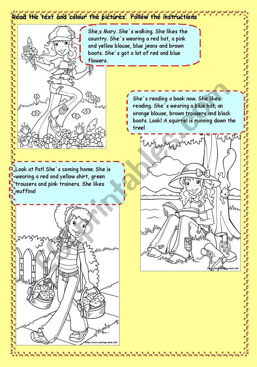 Read and colour worksheet