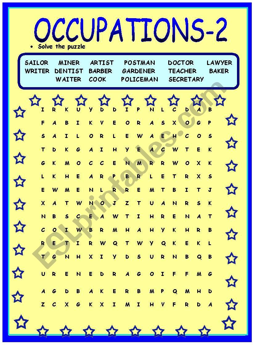 OCCUPATIONS-2 (WORD SEARCH PUZZLE)+KEY