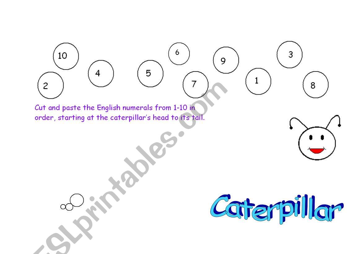 Caterpillar numbers worksheet