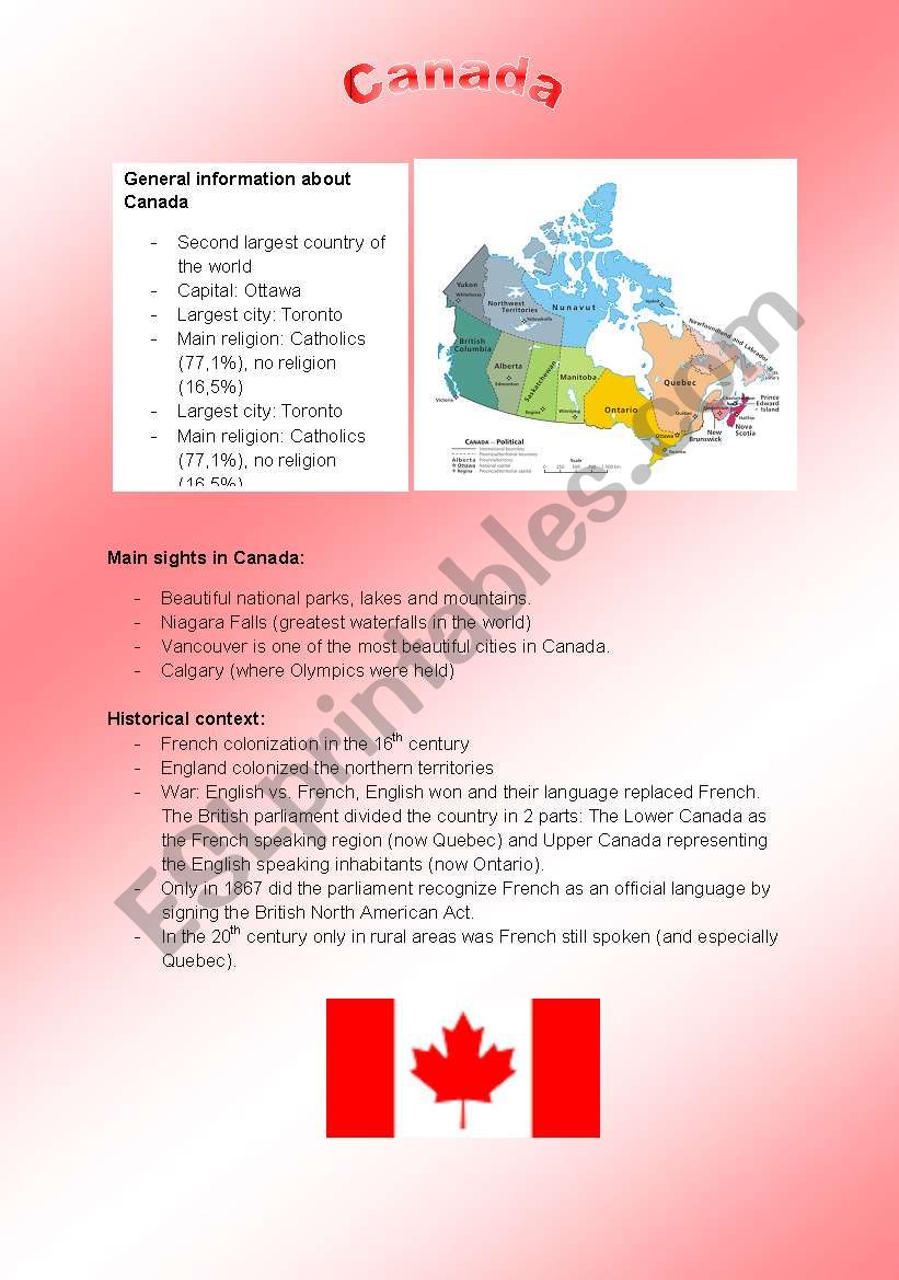 Fact-sheet: Canada worksheet