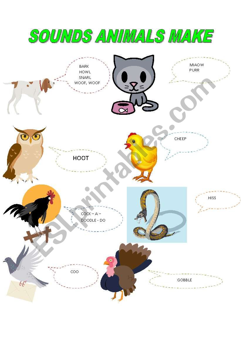 SOUNDS ANIMALS MAKE worksheet