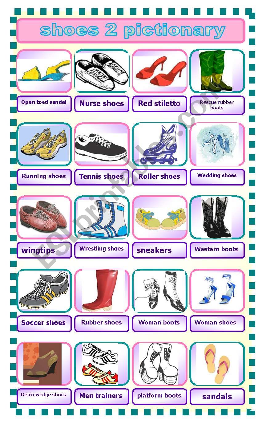 SHOES 2 PICTIONARY worksheet
