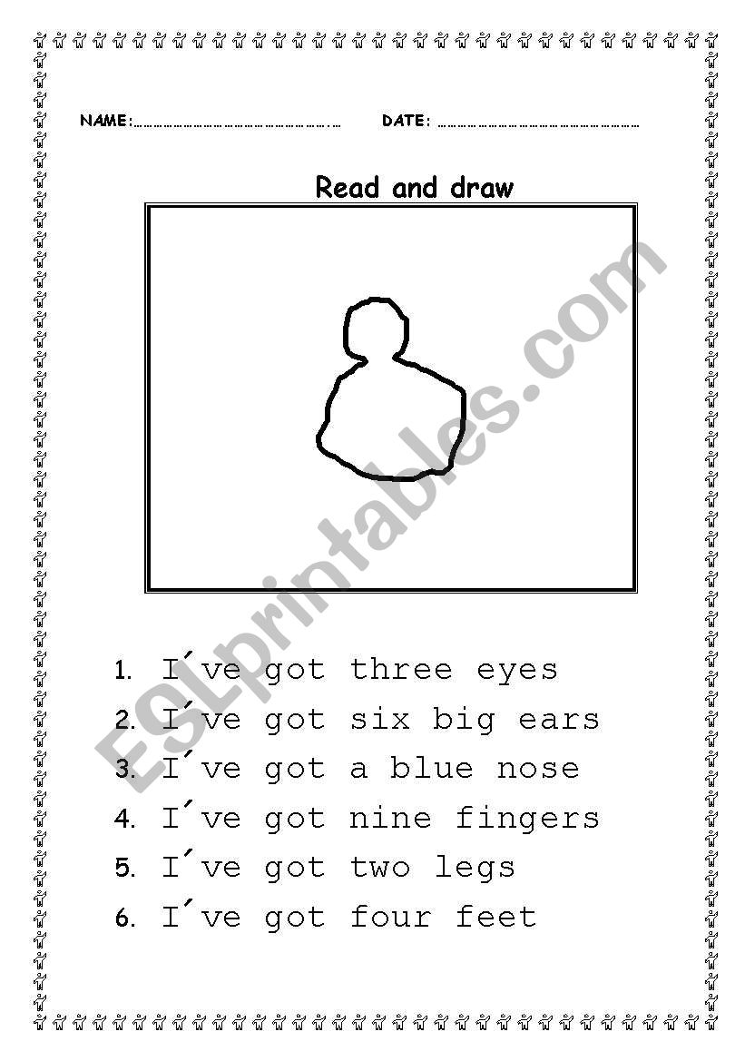 READ AND DRAW worksheet