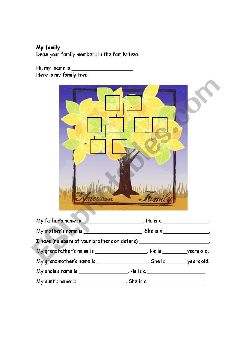 Family tree worksheet