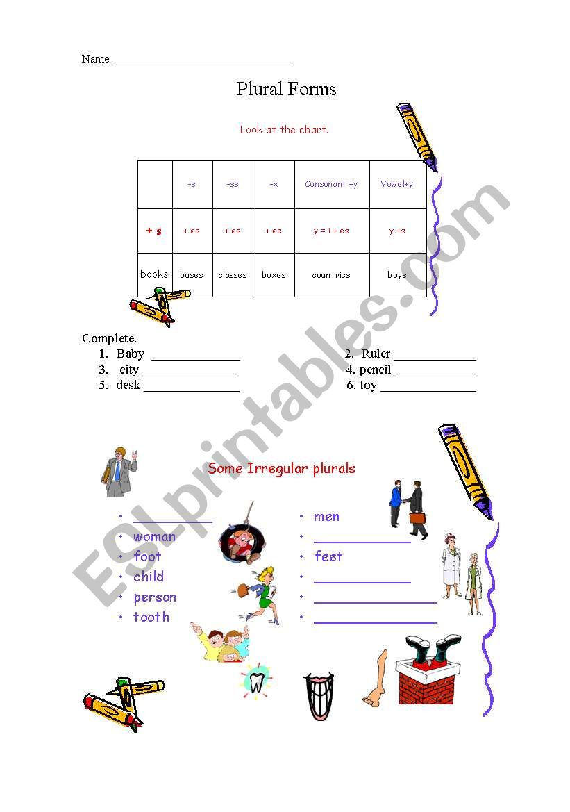 Plurals worksheet