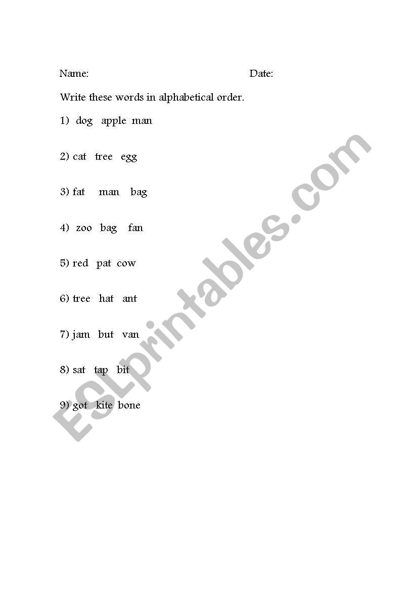 Alphabet worksheet