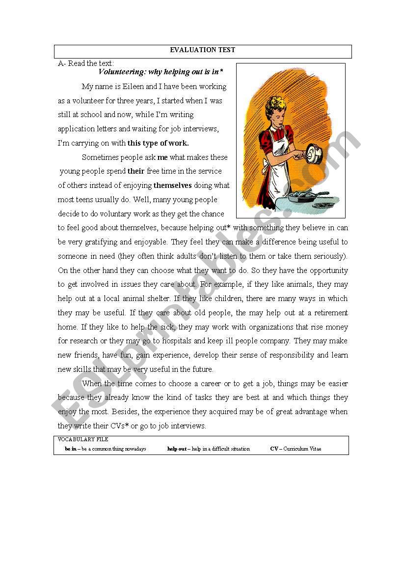 Voluntary work worksheet