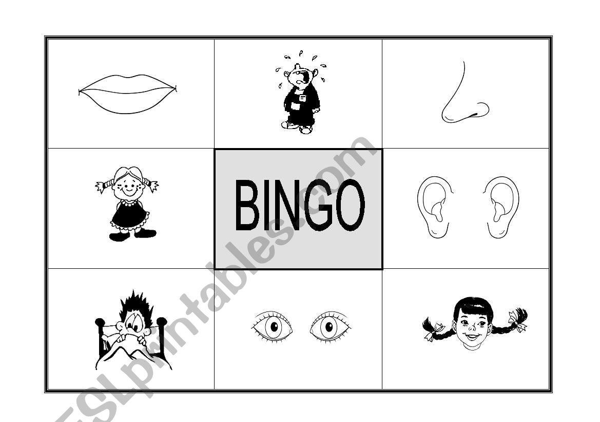 Bingo: parts of the face and feelings