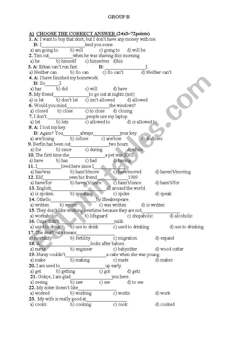 passive, since for, verbs, tenses