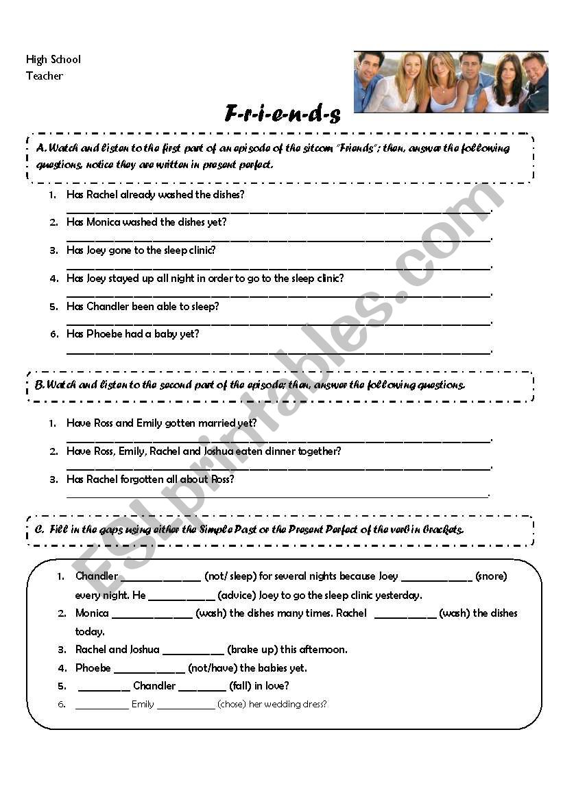 Friends / Present Perfect worksheet