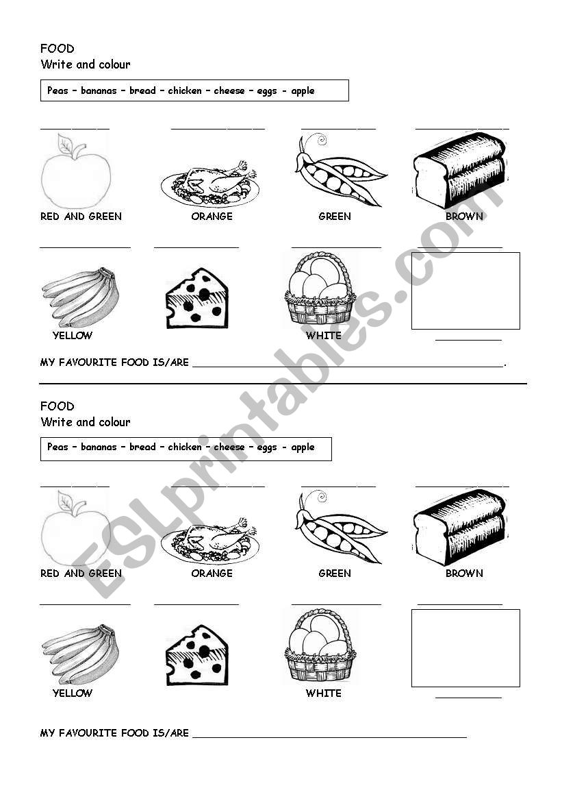 Food worksheet