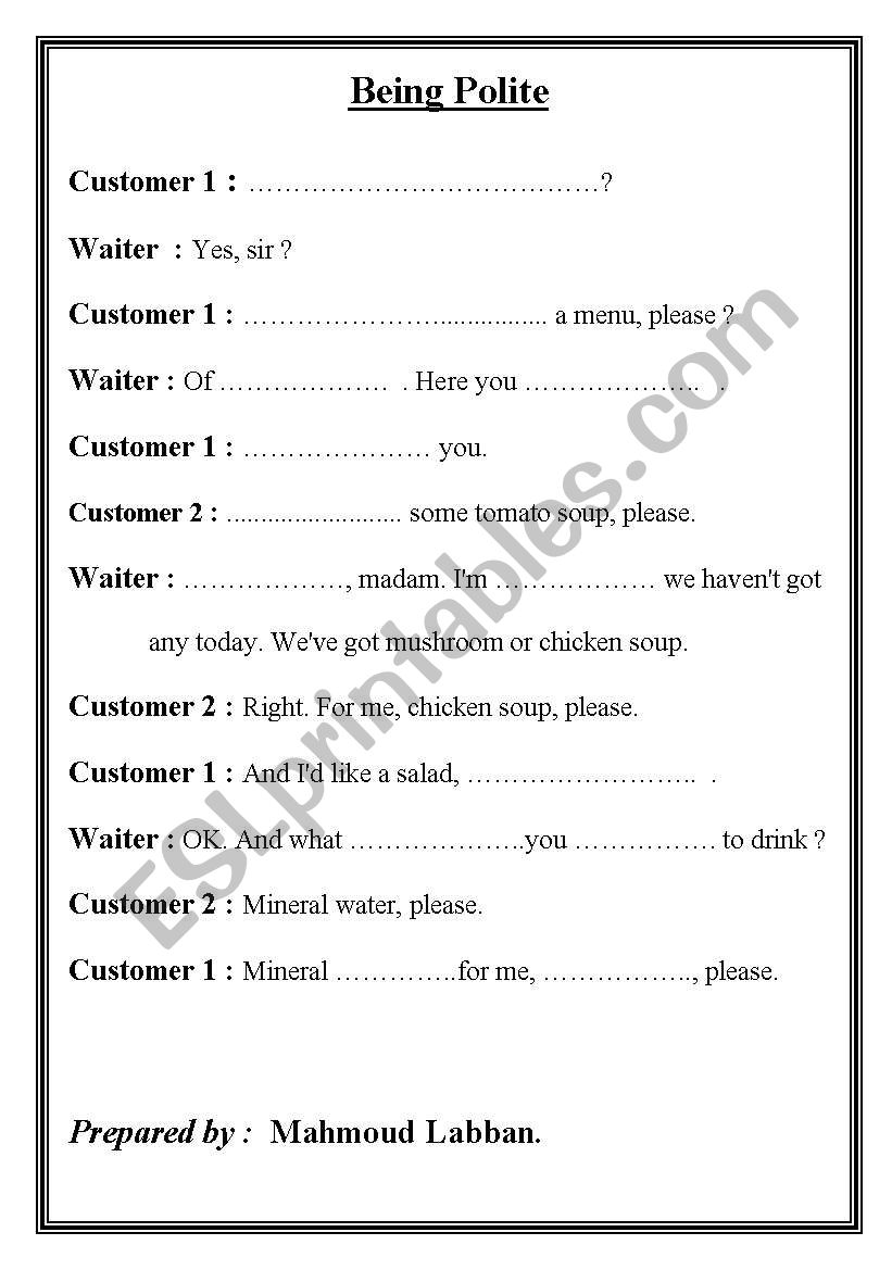 Being Polite worksheet