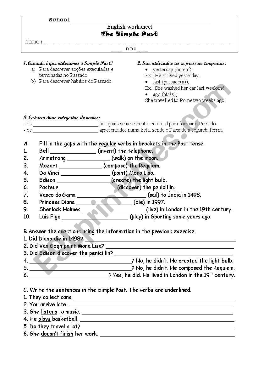 s. past worksheet