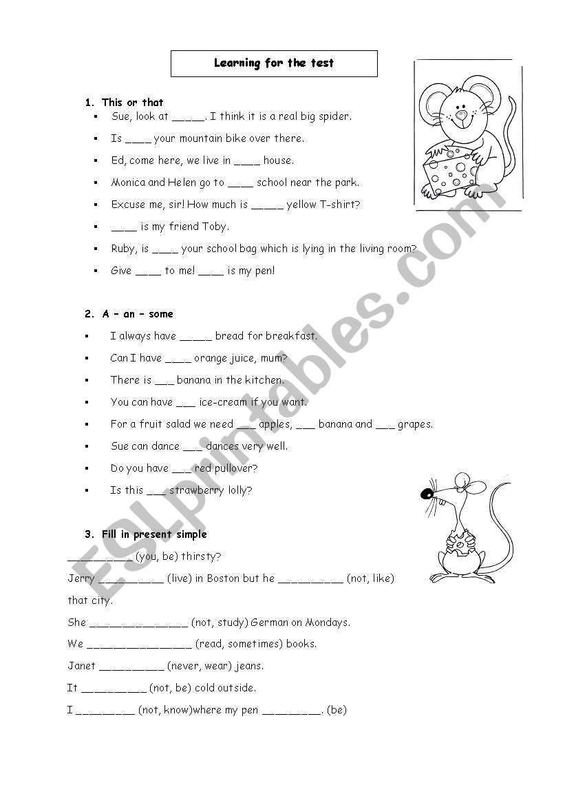 Grammar revision worksheet