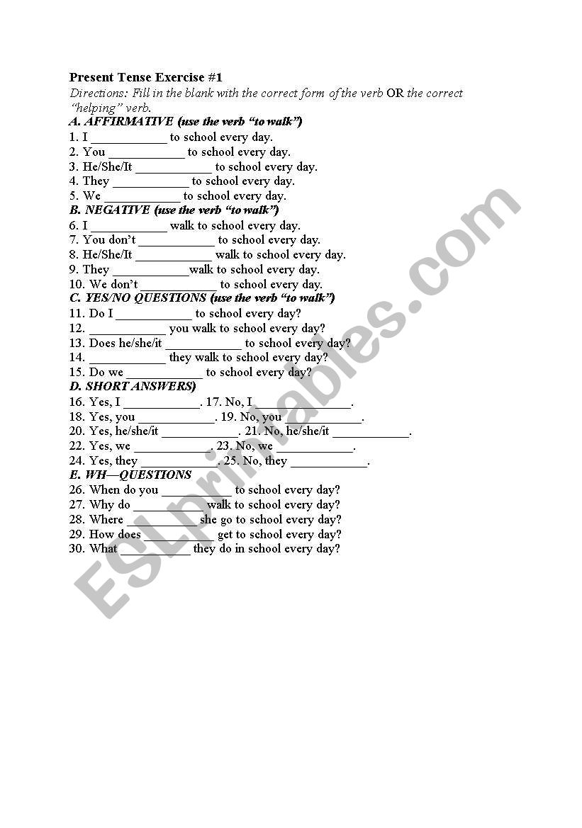 Simple Present Tense worksheet