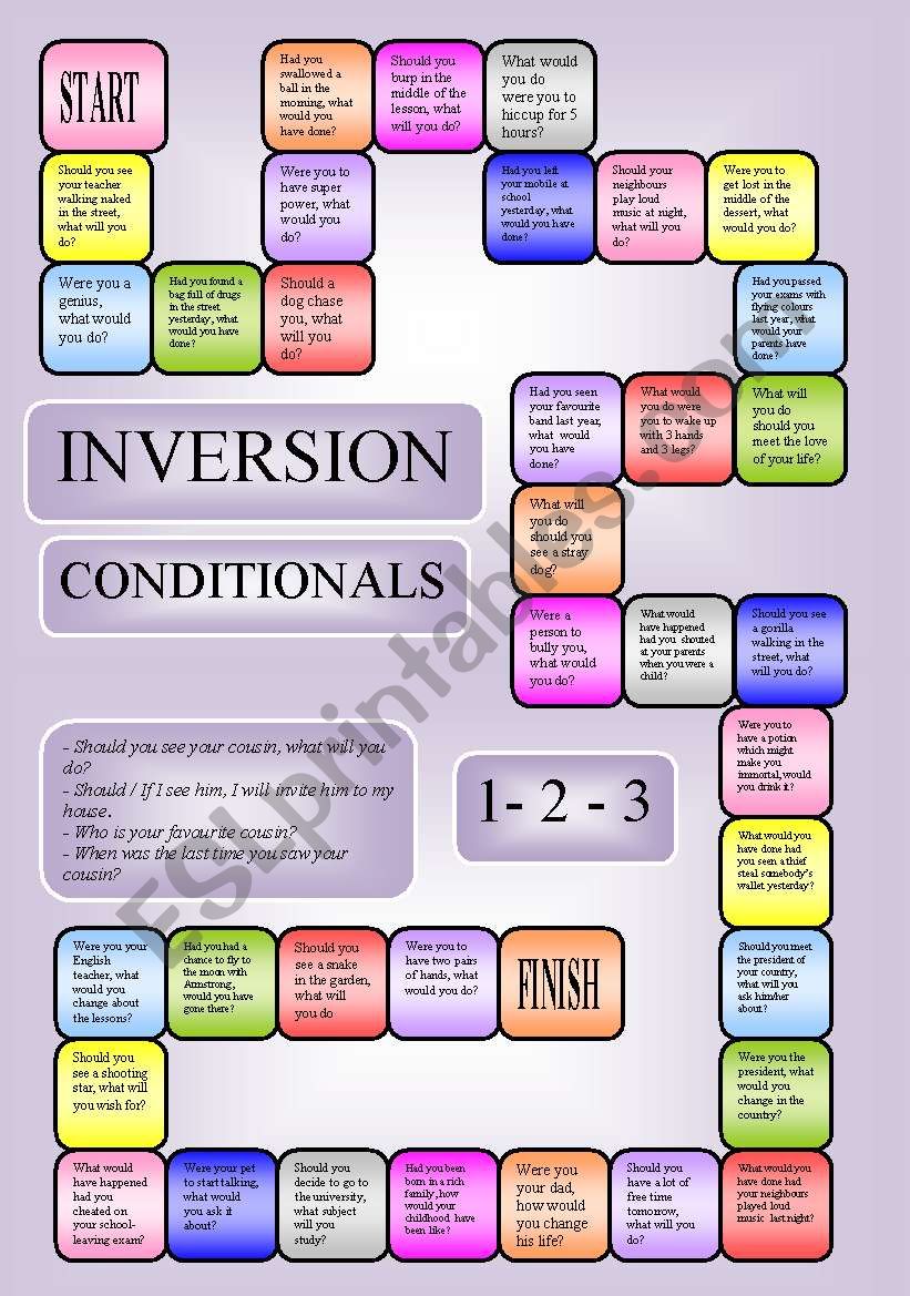 Inversion - conditionals 1-3 - boardgame (editable)