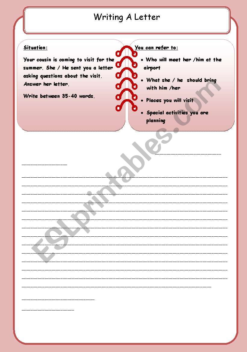 Writing informal letters worksheet