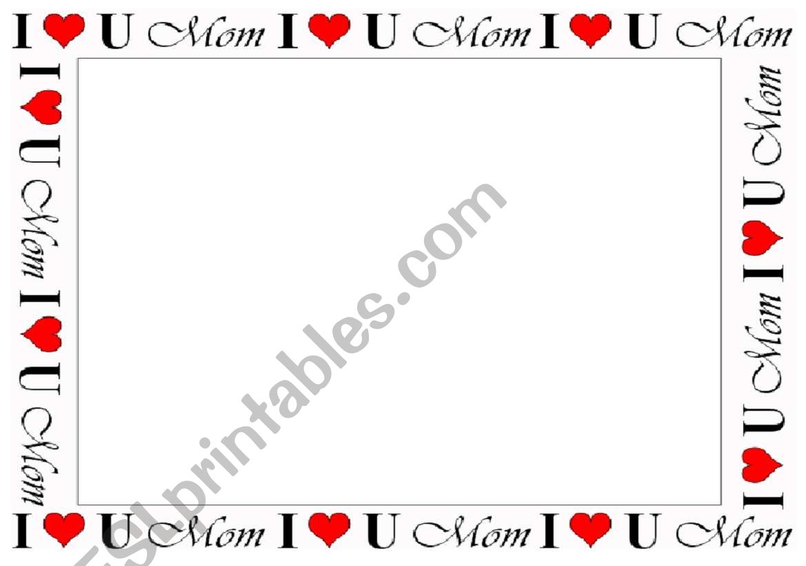 Mothers day template worksheet