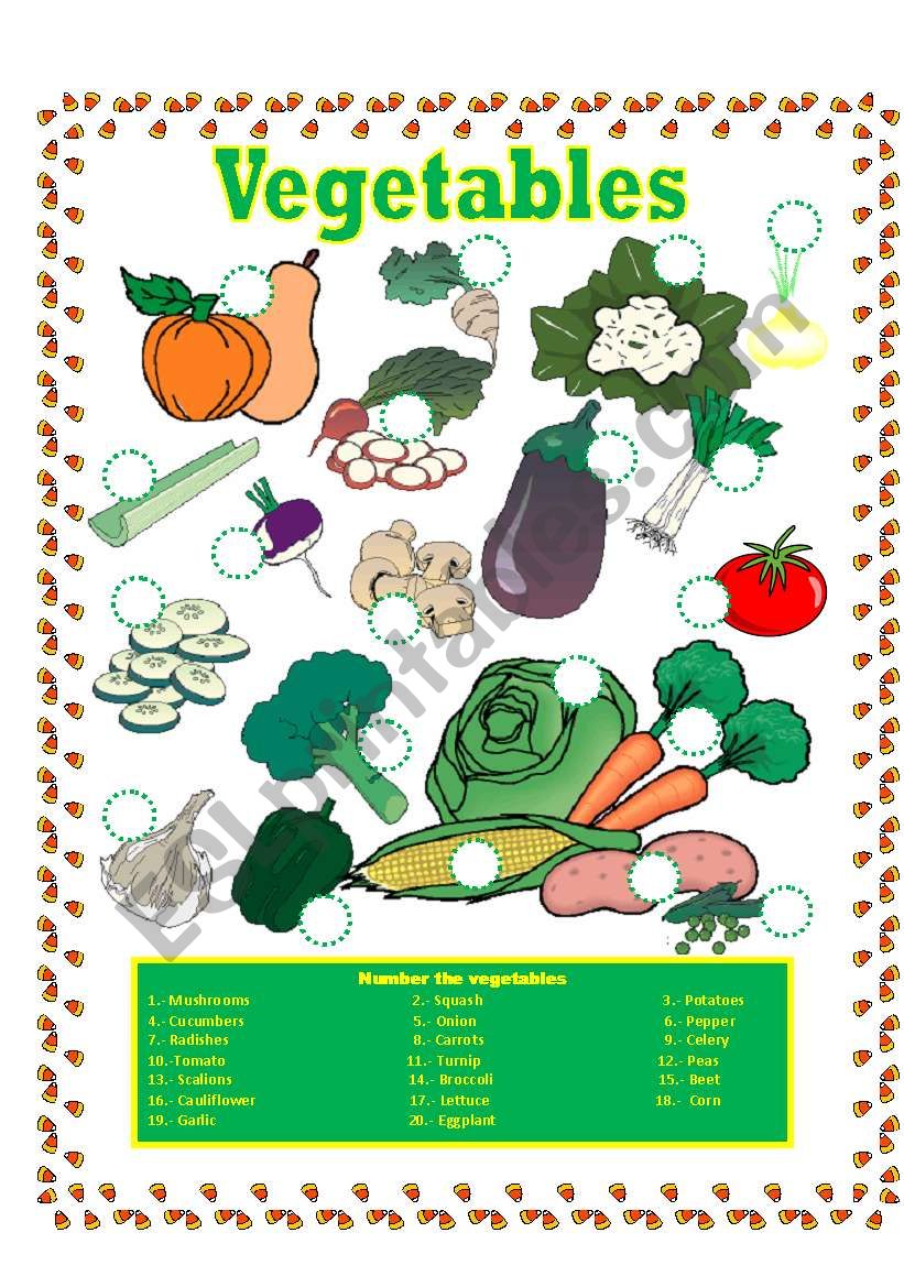 Vegetables worksheet