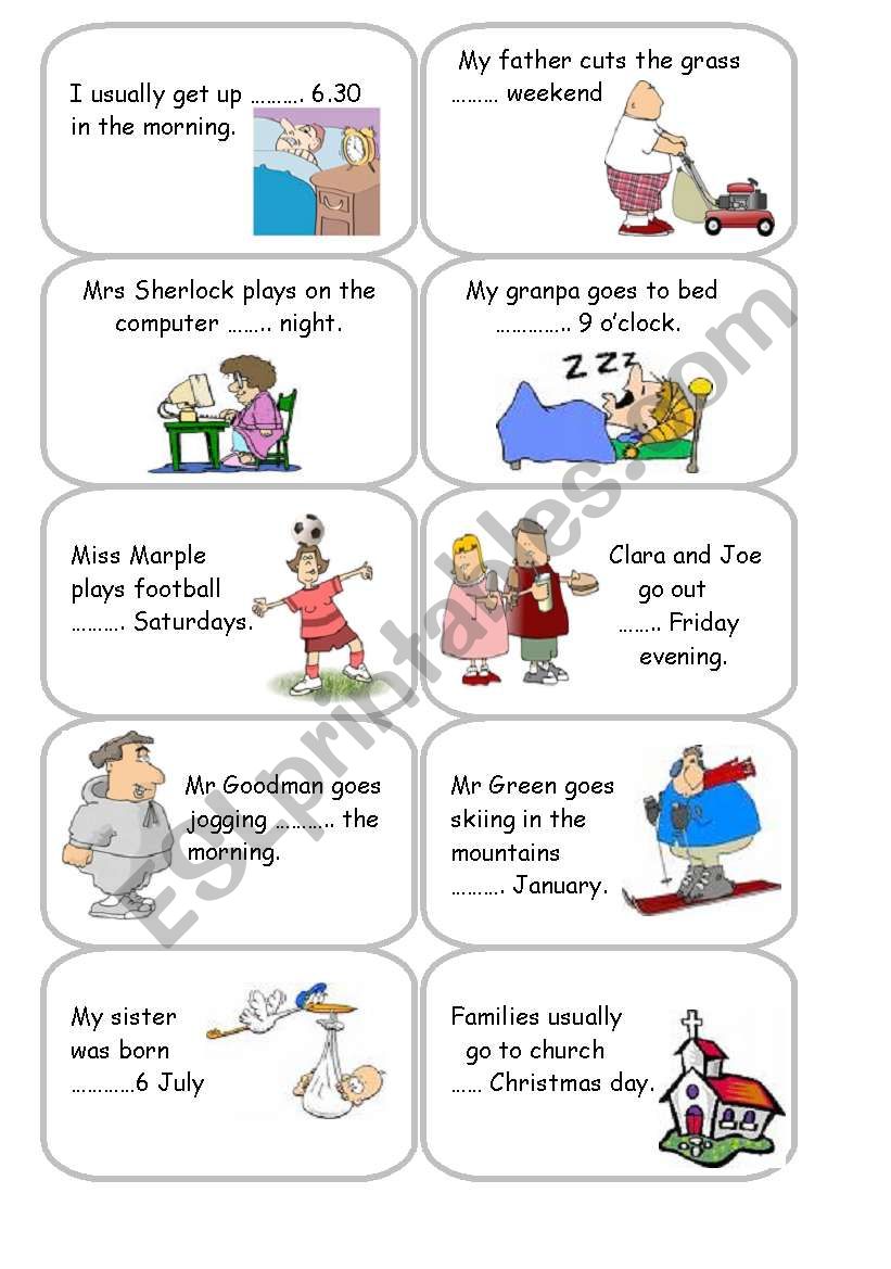 preposition of time worksheet