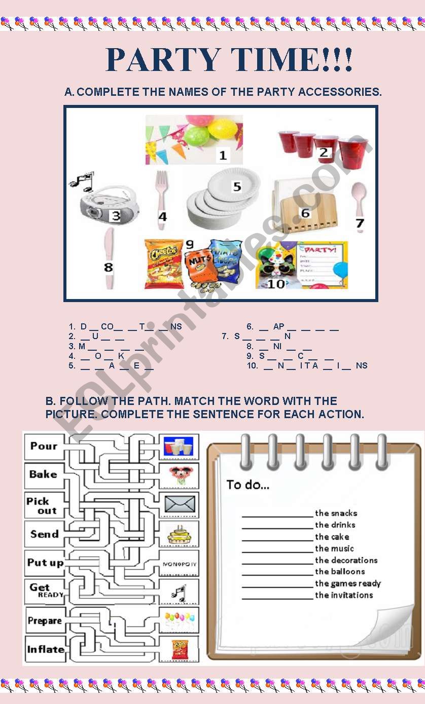 PARTY TIME! worksheet