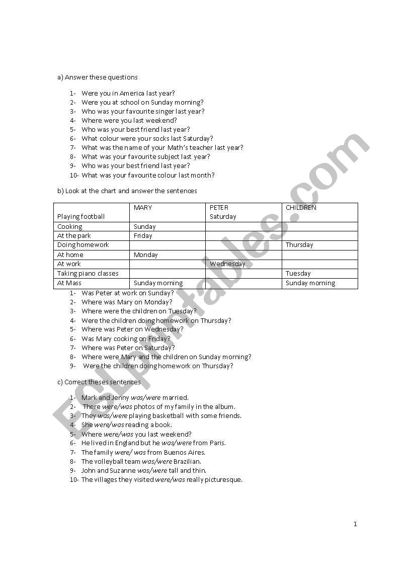 Past Simple Questions and Activities