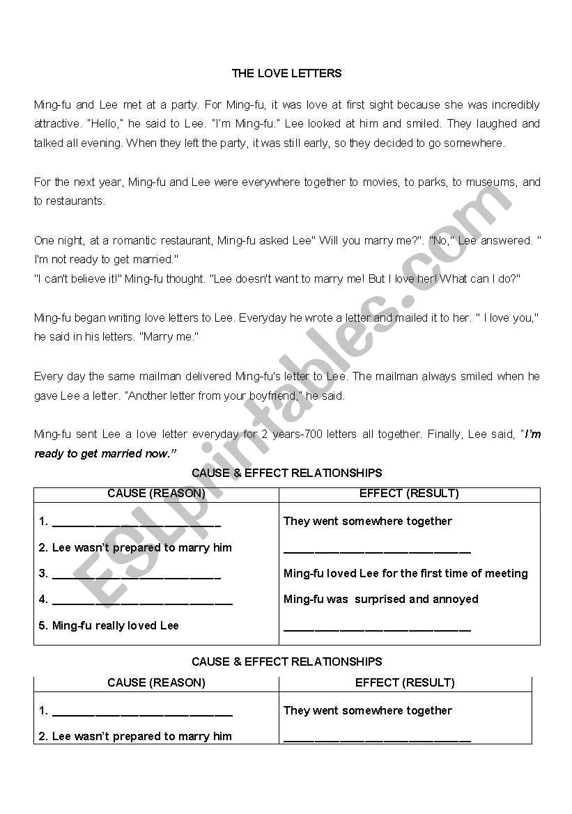 the love letter worksheet