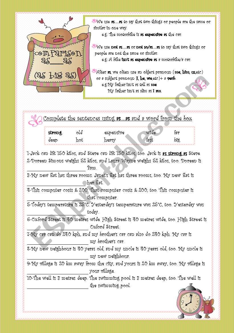 COMPARISON: AS...AS (3pages) worksheet