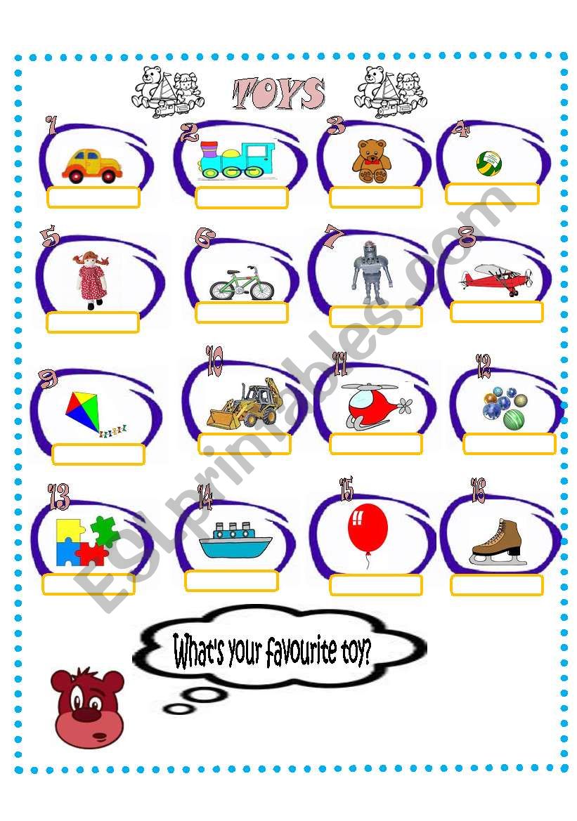 TOYS worksheet