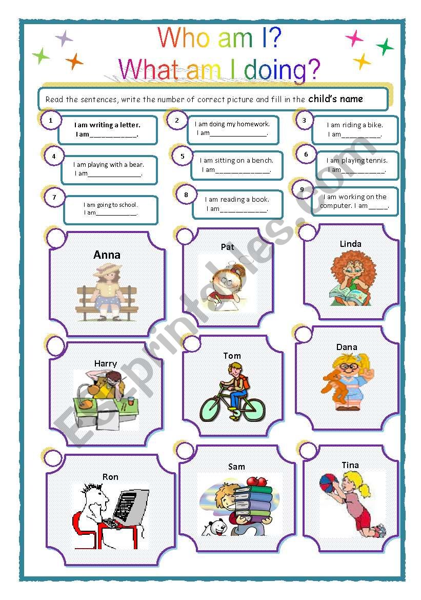 Who am I? What am I doing? worksheet