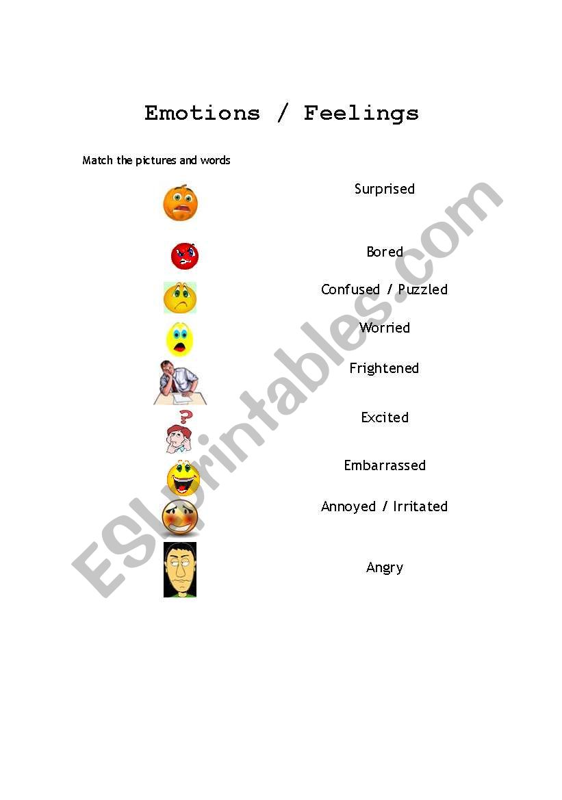 Emotions/Feelings worksheets worksheet
