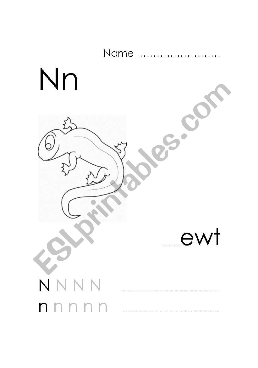 Animal alphabet N to Z worksheet