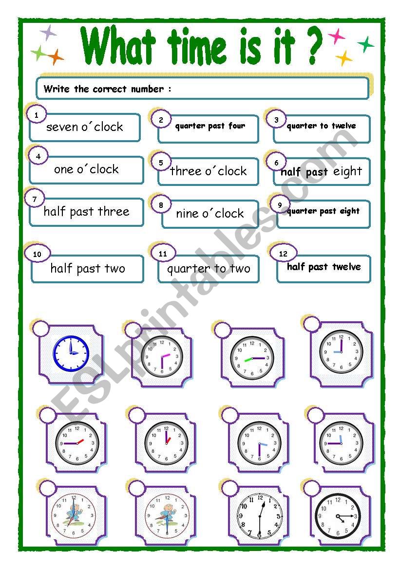 WHAT TIME IS IT ? worksheet