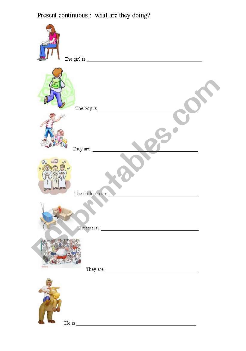 Present continuous worksheet